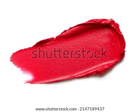 Red lipstick smears isolated on white background Royalty-Free Stock Photo #2147189437