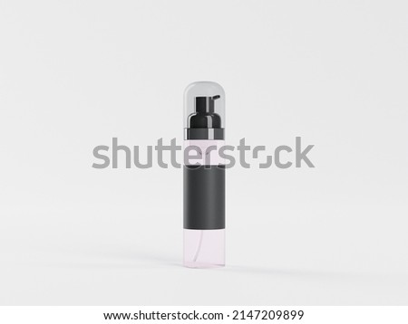 3d rendering set of bottles for natural lotion, cream or serum cosmetic. Mockup empty containers of self care products 