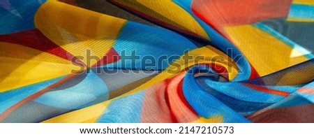 Silk fabric transparent. rhombus. Blue yellow red. Polygonal images of silk fabric, no doubt, is the best solution for your projects.