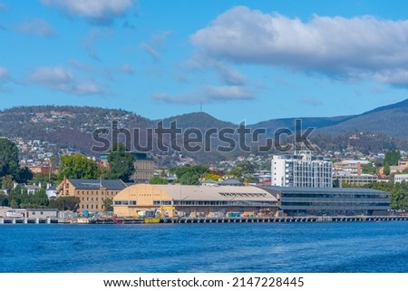 Cityscape of port of Hobart in Australia