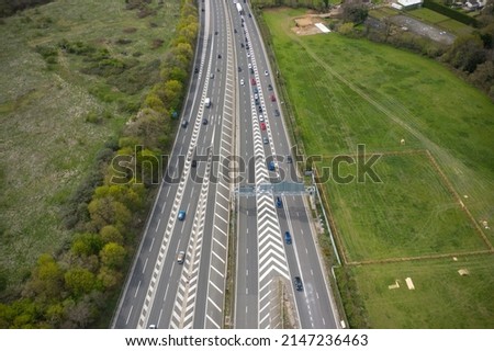 Aerial view for Junction roundabout roads and wide angle spherical view Spaghetti type junction on motorway