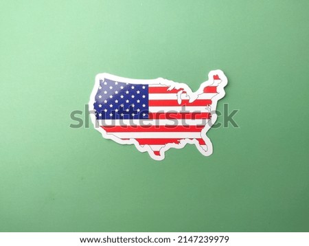United state america flag stickers on a green background. Royalty-Free Stock Photo #2147239979