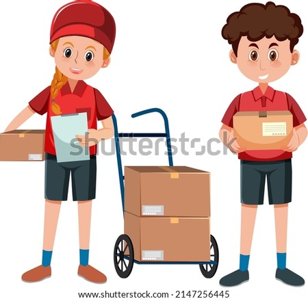 Delivery man with package illustration