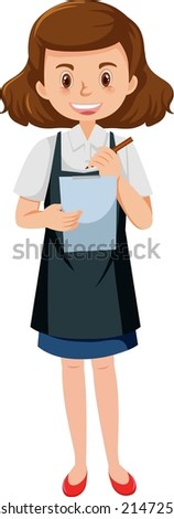 Waitress writing on paper illustration