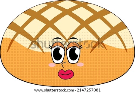 Bread cartoon character on white background illustration
