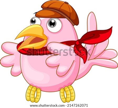 Bird with pink feathers illustration