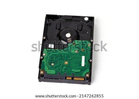 Top view of old hard disk (HDD) for PC are no longer used isolated on white background.