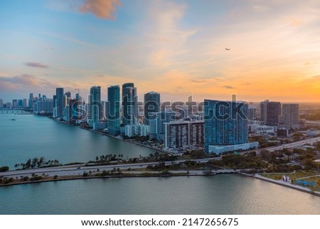 Sunset over Edgewater Miami in Florida