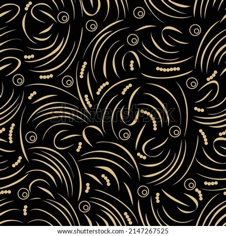 Elegant Curved Lines Seamless background designs Bright Golden ornament for textile, wrapping, Damask woman pattern