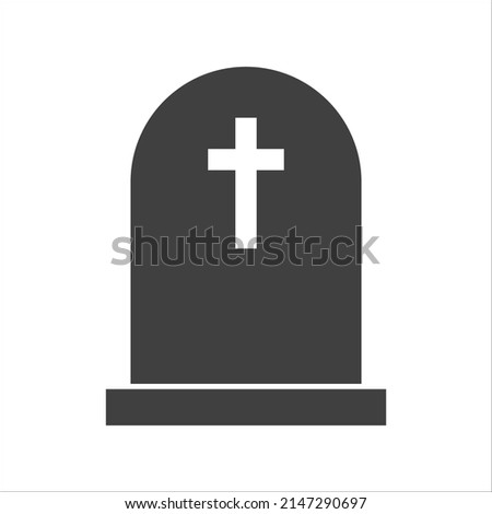 Rip grave icon. Tombstone burial symbol. Vector illustration isolated on white