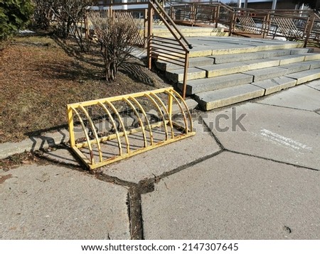 Old steps with parking for bicycles