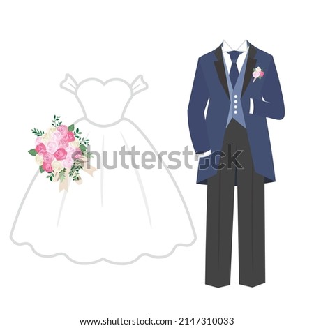 Clip art of wedding dress and tuxedo