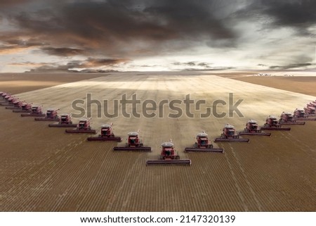 Mass soybean harvesting at a farm in Mato Grosso state, Brazil	 Royalty-Free Stock Photo #2147320139