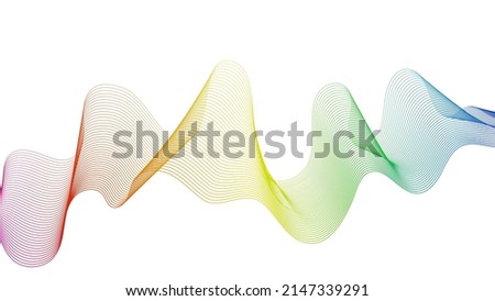 Abstract backdrop with colorful wave gradient lines on white background. Modern technology background, wave design. Vector illustration