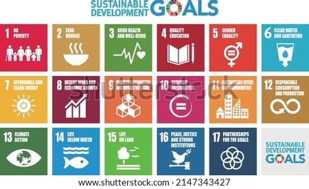 Goals for addressing poverty worldwide and realizing sustainable development. SDGs Royalty-Free Stock Photo #2147343427