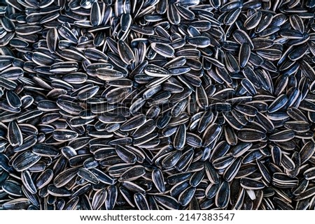 Texture of black sunflower seeds. Food market.