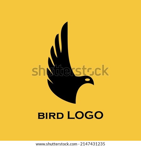 vector illustration of bird logo with black outline and gold background and editable. suitable for brands, templates, and others
