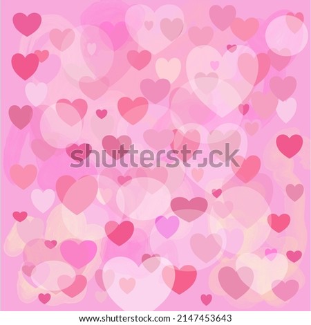 Pink hearts of various sizes lined up on a pink background.