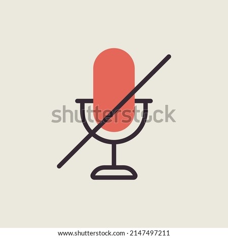 Microphone, mic mute isolated vector icon. Music sign. Graph symbol for music and sound web site and apps design, logo, app, UI