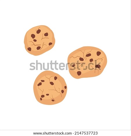 Traditional chocolate chip cookies. vector illustration of American Cookies. Flat style. Biscuit with chocolate crunches