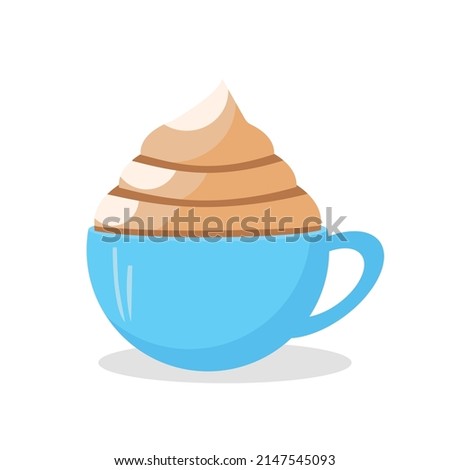 illustration of a cup of coffee, Delicious cup of coffee with ice cream icon Drink vector illustration design