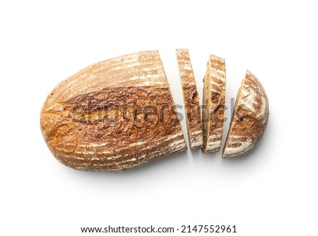 Sliced loaf of bread isolated on a white background.