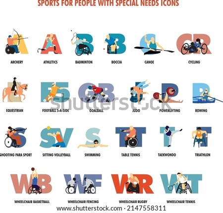 Sports for people with special needs icons
