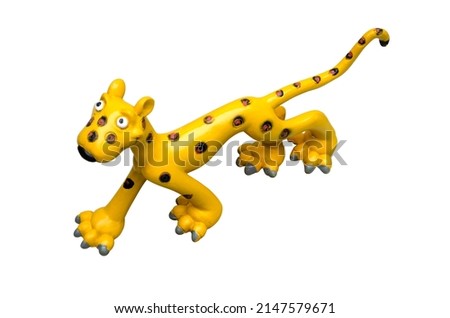 toy funny yellow leopard isolated on white background