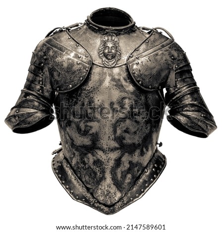 The Torso Section, Or Cuirass, Of A Medieval Suit Of Armor, Isolated On A White Background Royalty-Free Stock Photo #2147589601