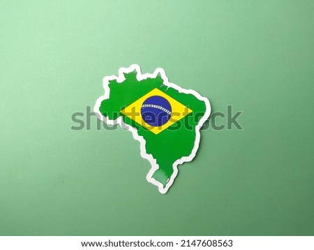 Brazil flag stickers on a green background. Royalty-Free Stock Photo #2147608563
