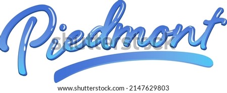 Font design for Piedmont in blue illustration
