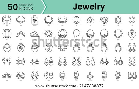 Set of jewelry icons. Line art style icons bundle. vector illustration Royalty-Free Stock Photo #2147638877