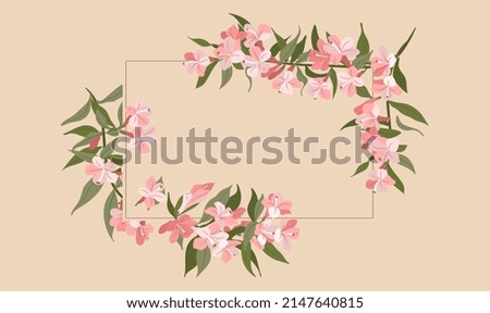 This flower and leaf frame design image with a combination of pink and green colors is suitable for backgrounds, wallpapers, etc