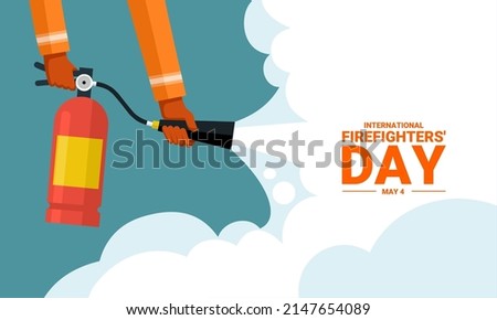 vector illustration, firefighters using fire extinguishers, as a banner, poster or template for international firefighters day.