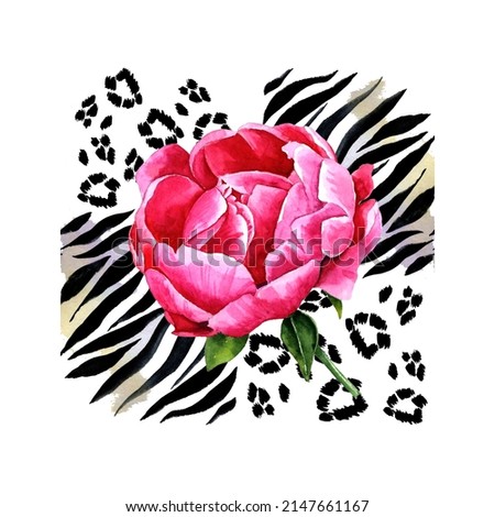 watercolor illustration isolated on white background peonies leaves for textile wrapping paper wallpaper postcard