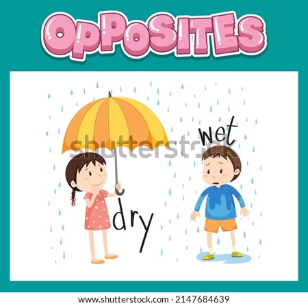 Opposite English words for kids illustration