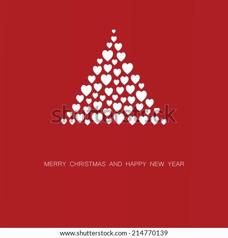 Simple and cute Christmas card with abstract Christmas tree