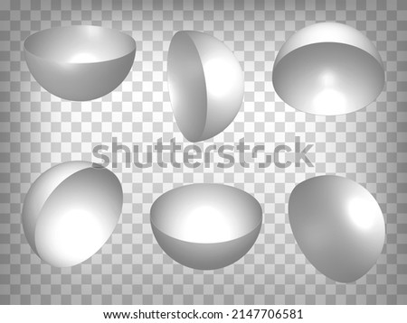 Set of perspective projections 3d hemisphere model icons on transparent background.  3d hollow hemisphere.  Abstract concept of graphic elements for your web site design, app, UI. EPS 10 Royalty-Free Stock Photo #2147706581