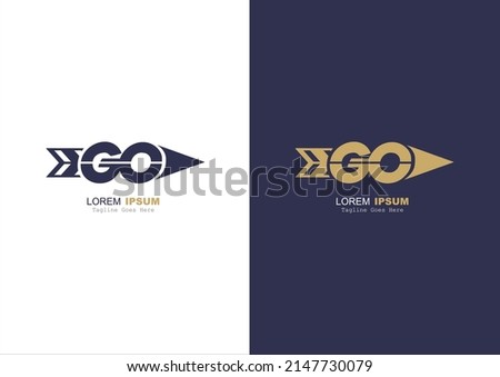 GO Letters Combined with Arrow Logo Vector  Royalty-Free Stock Photo #2147730079