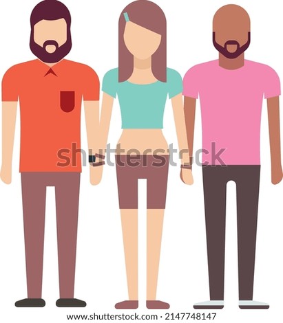 Frienship icon. People standing together and holding hands