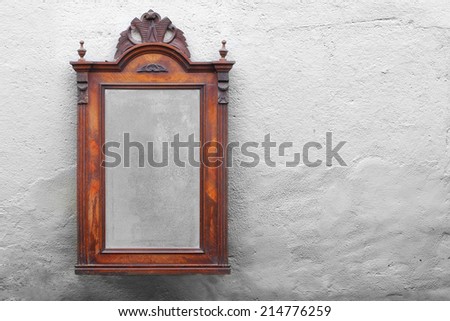 Vintage mirror on the wall. Picture with space for your text.