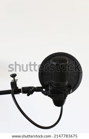 Microphone on the stand on a white background