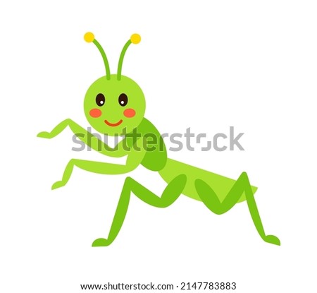 Cartoon mantis Childish Insect. Vector illustration