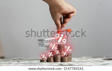 Money and Inflation Icon Ideas for the FED to consider raising interest rates. World Economy and Inflation Control US dollar inflation and global inflation. Royalty-Free Stock Photo #2147784161