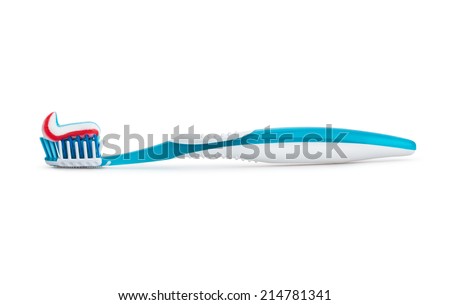 toothpaste toothbrush isolated Royalty-Free Stock Photo #214781341