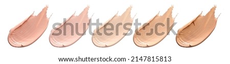 Set of makeup foundation, cosmetic cream smear isolated on white background. Royalty-Free Stock Photo #2147815813