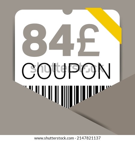84 Pound Coupon promotion sale for a website, internet ads, social media gift 84 off discount voucher. Big sale and super sale coupon discount. Price Tag Mega Coupon discount vector illustration.