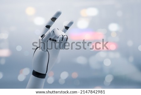 Thumbs up for the robot hand as a sign of sending love to others. The idea is to create AI that can coexist with humans and help one other.