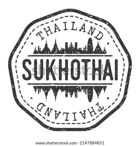 Thani, Mueang, Sukhothai, Thailand Stamp Skyline Postmark. Silhouette Postal Passport. City Round Vector Icon. Vintage Postage Design. Royalty-Free Stock Photo #2147884851