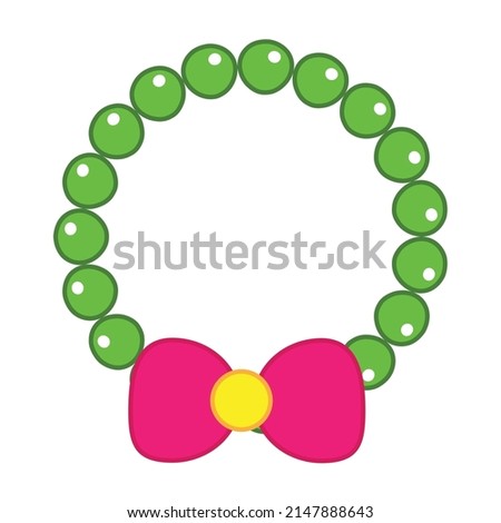 Cartoon princess accessories. Necklace with bow clip art